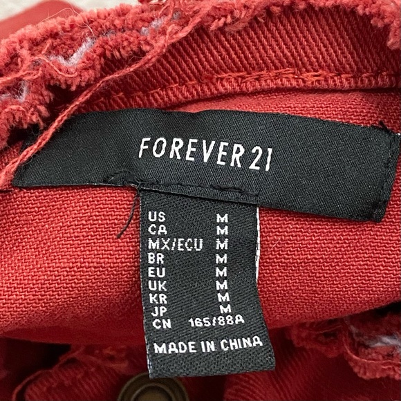 FOREVER 21 Rusty Red Customized Cropped Denim Jacket Size M - Picture 9 of 12